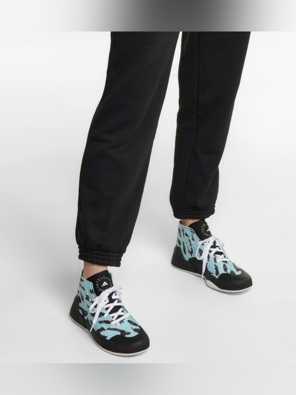 ADIDAS x Stella McCartney TREINO Black & Aqua Patterned High-Tops